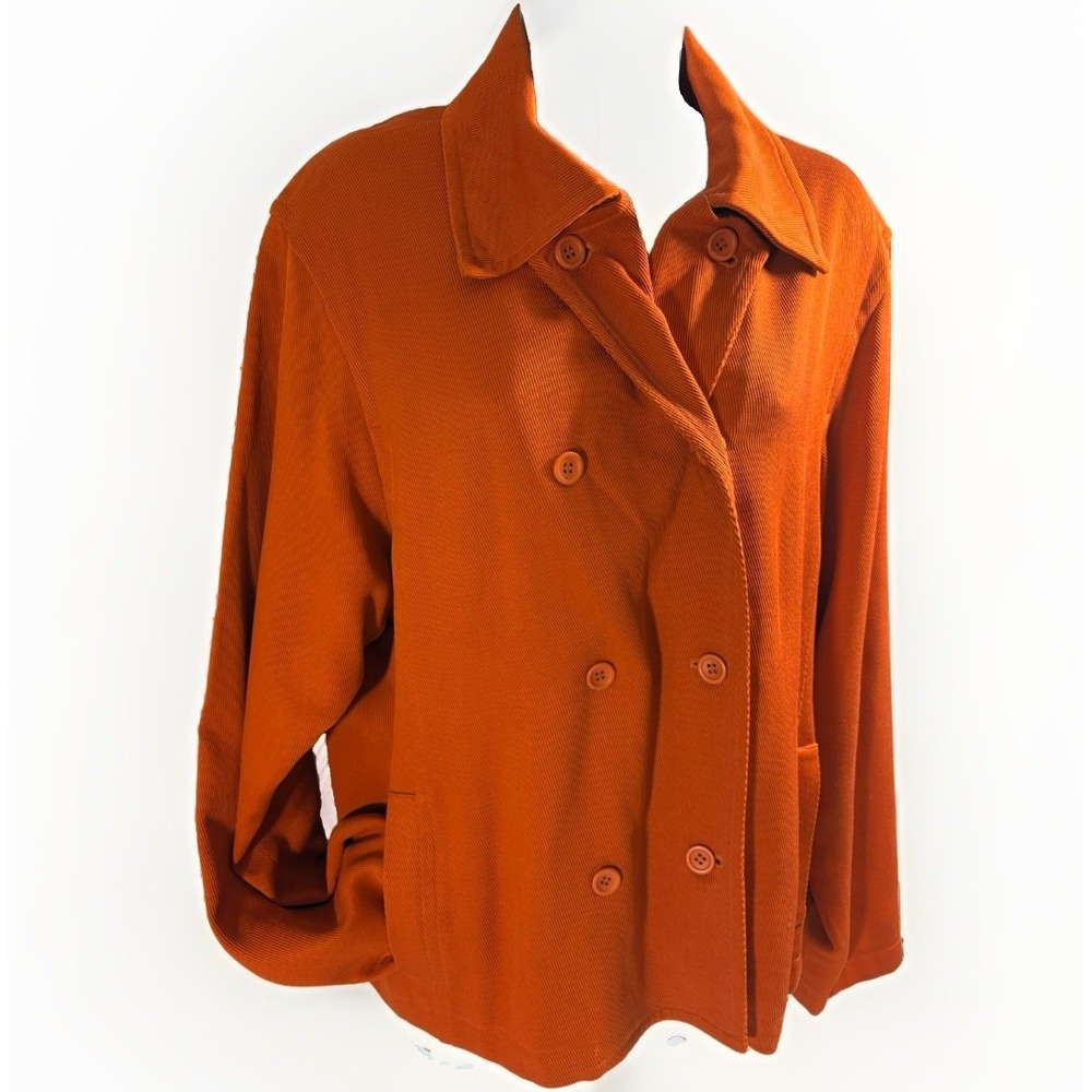 Vintage Finity Naturals Silk Wool Orange Double Breasted Blazer Jacket 12